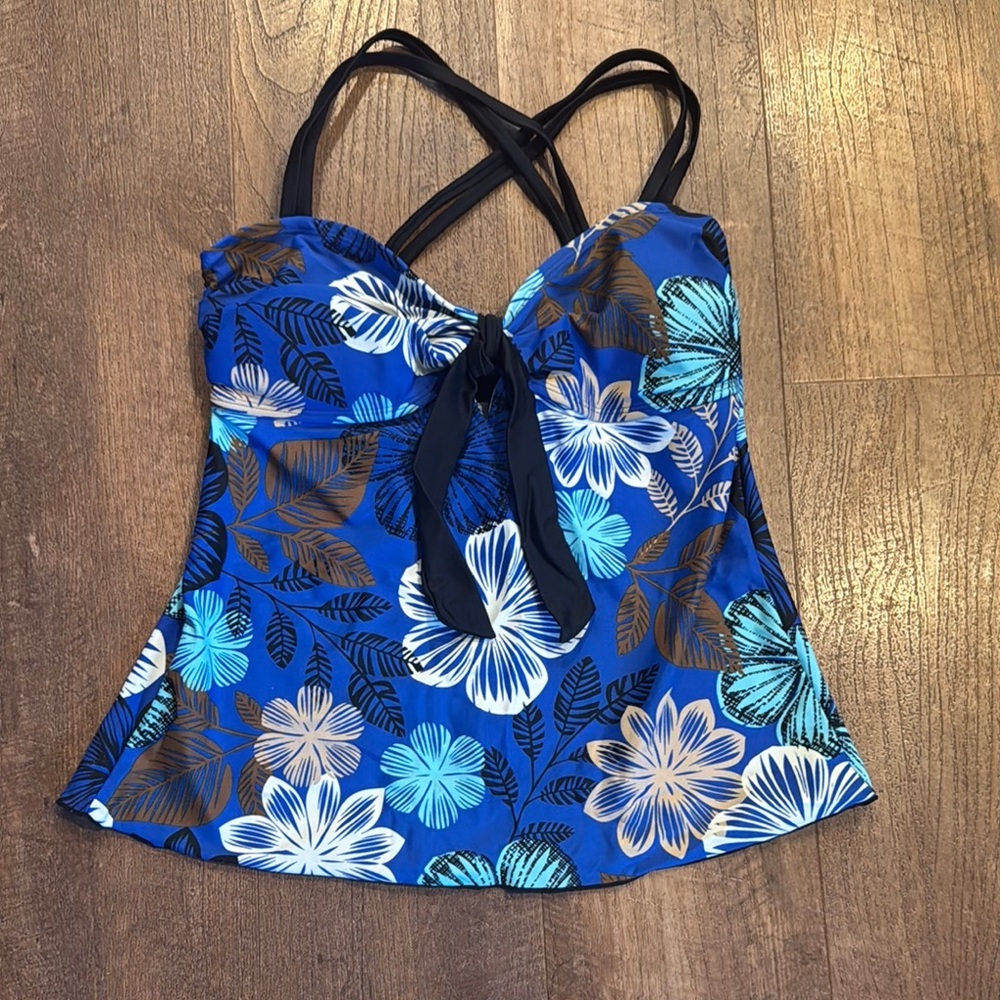 Ocean Dreams Blue Bustier Camisole Swim Top Size 8